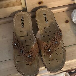 Brown Floral Women's Sandals